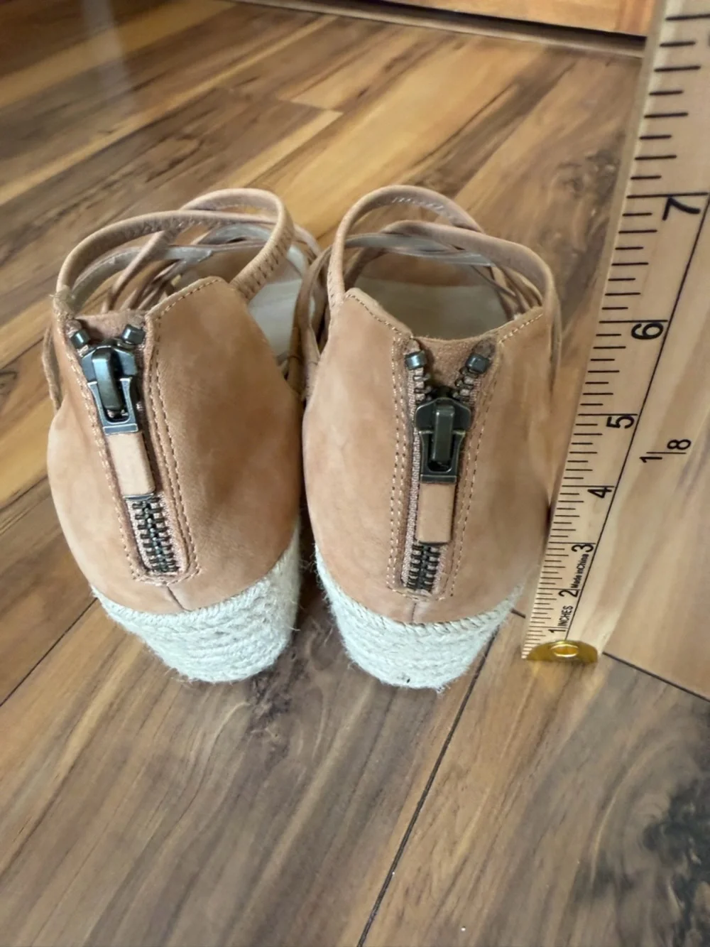 Eileen Fisher Tan Crisscross Espadrille Wedge Sandals